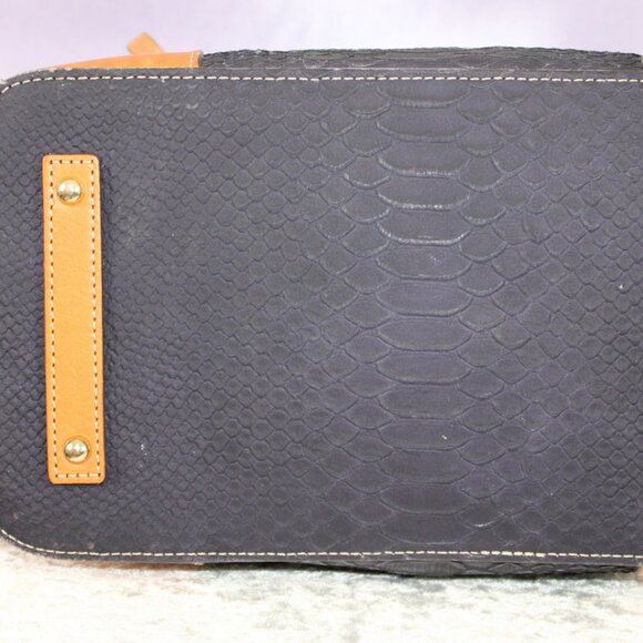 Dooney & Bourke Python Embossed Leather Tote – Black/Tan Trim - Picture 9 of 17